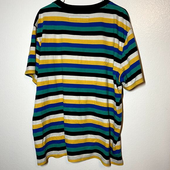 GUESS Vista T-Shirt 100% Cotton Short Sleeve Crew Neck Striped Multicolor Large - Picture 6 of 6